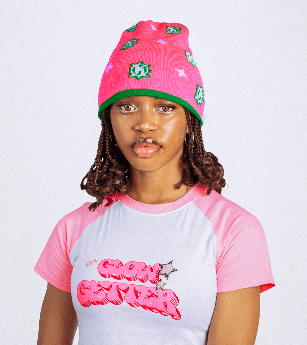REVERSIBLE BEANIE [GREEN/PINK]